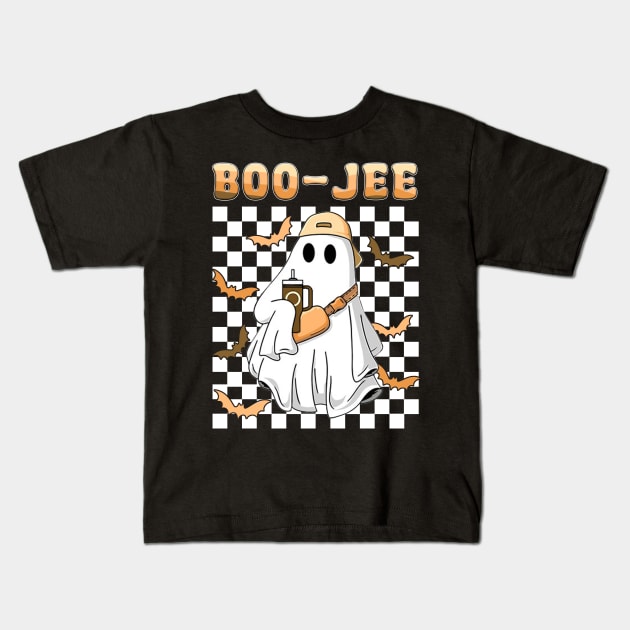 Spooky Season Cute Ghost Halloween Costume Boujee Boo-Jee Kids T-Shirt by JennyArtist